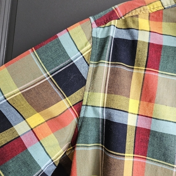 Tommy Hilfiger Men's Medium Vibrant Yellow and Red Plaid Shirt Long Sleeve - Picture 4 of 10